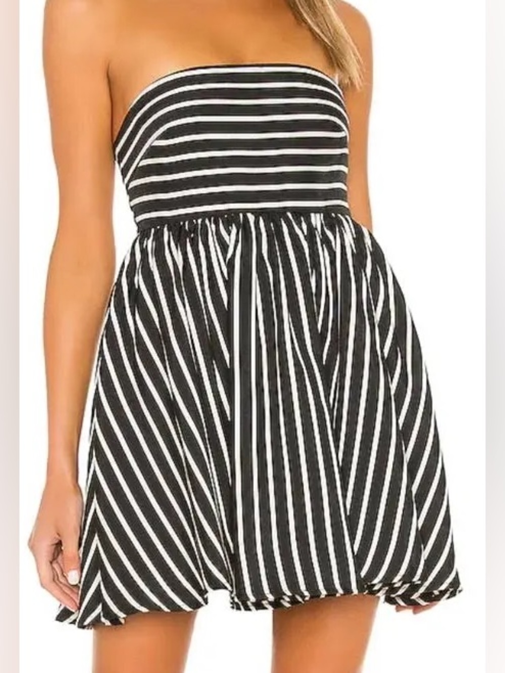 Lovers + Friends Wyatt Black & White Strapless Stripe Mini Dress